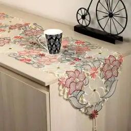 Floral Embroidered Table Runner 70" x 15"-7