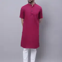 Mandarin-Collar Long Kurta with Insert Pocket-image-38