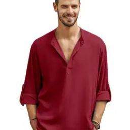 Men Short Kurta with Mandarin Collar-image-25