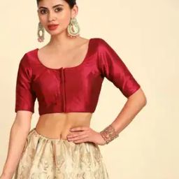 Women Round-Neck Front-Open Padded Blouse-32
