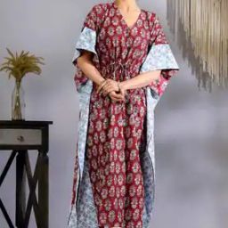 Women Floral Print V-Neck Kaftan-image-56