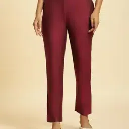 Women Slim Fit Flat-Front Pants-image-22