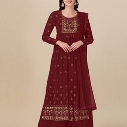 Women Embroidered Semi-Stitched Straight Dress Material-image-85