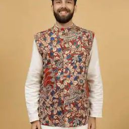 Men Floral Print Nehru Jacket with Welt Pockets-13