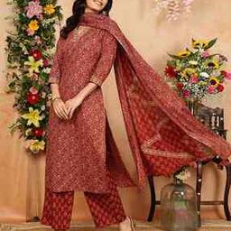 Women Floral Print Straight Kurta with Palazzos & Dupatta-picture-19