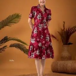 Women Floral Print Fit & Flare Dress-image-8