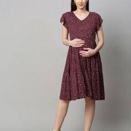 Abstract Print Fit & Flare Maternity Dress-picture-13
