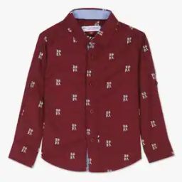 Typographic Print Shirt with Spread Collar-image-18
