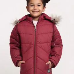 Zip Closure Puffer Jacket with Faux Feather-picture-0