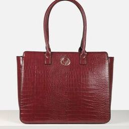 Women Croc-Embossed Shoulder Bag with Zip Closure-image-20