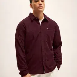 Men Oversized Fit Shirt with Spread Collar-image-49