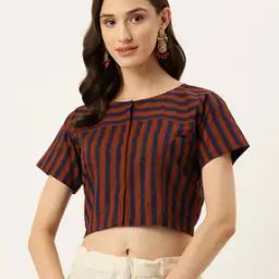 Women Striped Front-Open Blouse-picture-17