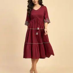 Women Embroidered Tiered Dress-image-9