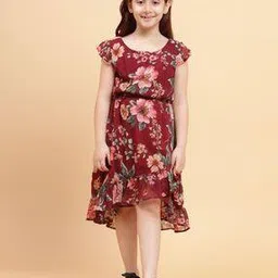 lazy shark Girls Floral Print Fit & Flare Dress-picture-3