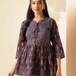 Women Floral Print Flared Tunic-image-54