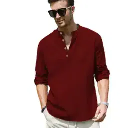 Men Slim Fit Short Kurta with Full-Sleeves-image-46