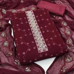 Women Embellished Unstitched Dress Material-image-1