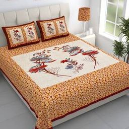 144 TC Floral Print Double King-Size Bedsheet with Pillow Covers-image-39