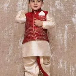 Boys Kurta Dhoti Set with Nehru Jacket-image-3