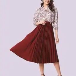 Girls Printed Pleated A-Line Dress with Belt-image-97