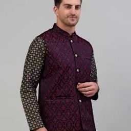 Woven Nehru jacket with Welt Pockets-image-14