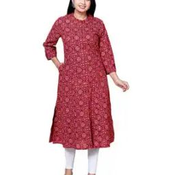 Women Geometric A-Line Kurta with Round Neck-picture-28