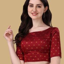 Women Floral Zari Woven Back-Open Blouse-image-95