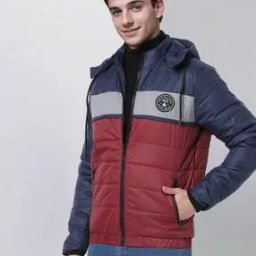 Colourblock Puffer Jacket with Detachable Hood-4