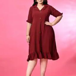 Women A-line Dress with Short Sleeves-image-3