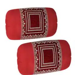 Set of 2 Geometric Woven Bolster Covers 32" x 16"-20
