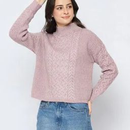Women Cable-Knit High-Neck Pullover-picture-25