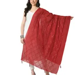 Women Geometric Pattern Dupatta with Tassels-image-31