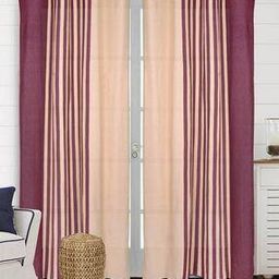 Set of 1 Stripe Room Darkening Cotton Door Eyelet Curtain-17