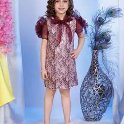 Girls Embellished A-Line Dress with Purse-image-30