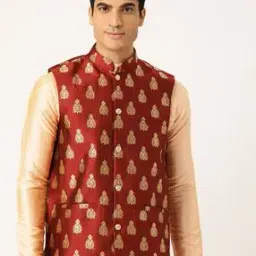 Printed Nehru jacket with Welt Pocket-picture-5