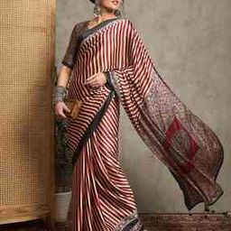 Striped Saree with Tassels-image-13