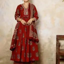 Women Floral Print Flared Kurta Set-image-43
