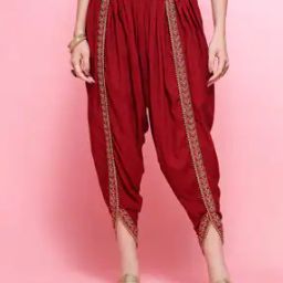 Embroidered Dhoti Pants with Elasticated Waist-picture-8