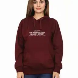 Women Typographic Print Hoodie with Kangaroo Pocket-picture-12
