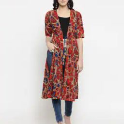 Printed Longline Shrug with Tie-Up-1