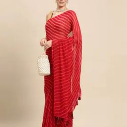 Women Striped Saree with Tassels-image-34