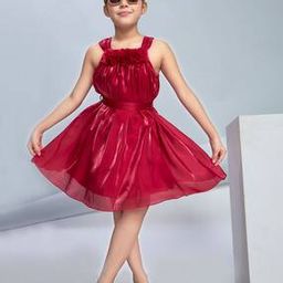 Girls A-Line Dress with Belt-image-40