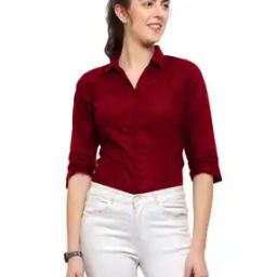 Women Regular Fit Shirt with Spread Collar-image-7