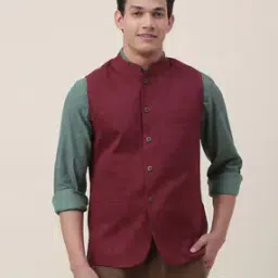 Nehru Jacket with Front Styled Button-7