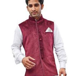 Polka-Dot Nehru Jacket with Welt Pockets-image-13