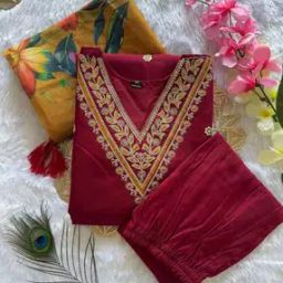 Women Embroidered Straight Kurta Set with Dupatta-picture-45