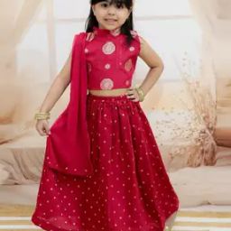 Girls Floral Print 3-Piece Flared Lehenga Choli Set-image-23