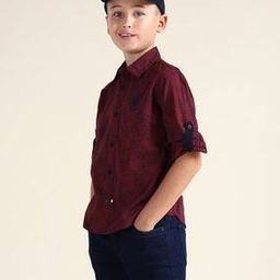 Boys Floral Print Regular Fit Cotton Shirt-image-16