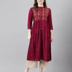 Embroidered Flared Kurta-image-84