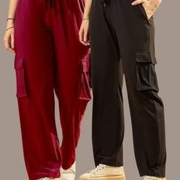 Women Pack of 2 Straight Track Pants with Drawstring Waist-image-40